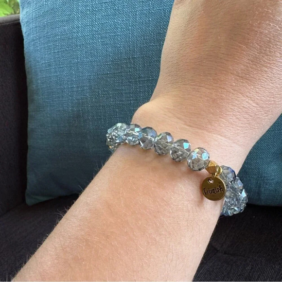 NWOT Erimish Faceted Blue  Grey Crystal Stacking Bracelet with Gold Accents - Picture 4 of 11